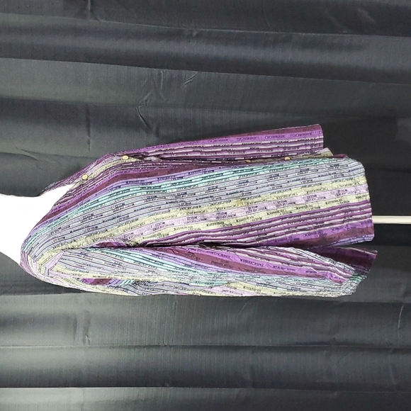 Multi color striped button down blouse - Picture 7 of 7